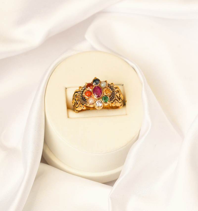 Gents Antique Navaratna Ring [ 12.150 Gram ] - 22Kt