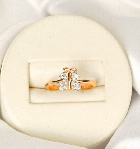 Ladies Stone Butterfly Ring [ 2.310  Gram ] -18Kt